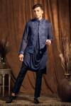 Buy More Mischief Blue Silk Linen Embroidered Waistcoat And Kurta Set