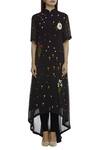 Buy Sahil Kochhar Black Georgette High Low Embroidered Kurta Online