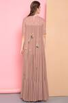 Buy Pink Viscose Georgette Round Embroidered Maxi Dress For Women By