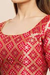 Buy Red Jacquard Woven Bandhani Scoop Neck Motif Blouse For Women By