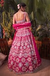 Buy Pink Organza Embroidery Mirror Sweetheart Neck Bridal Lehenga Set