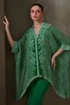 Buy Green Crepe Print And Embellishment Bandhej Freesia Asymmetric