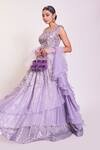 Buy Purple Organza Hand Embroidered Cutdana And Sequin Ruffle Lehenga