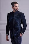 Buy Blue Velvet Embroidery Thread Bandhgala For Men By Agape Online At