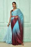 Buy Multi Color Chinon Crepe Ombre Shaded Saree With Floral Print