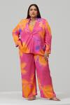 Buy Multi Color Cotton Satin Printed Abstract Blazer And Pant Set For