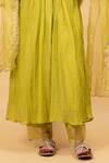 Buy Green Anarkali Pure Handwoven Silk Embroidery Thread Floral Set For