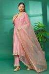 Buy Pink Kurta And Pant Pure Spun Silk Embroidered Floral V Neck Hand