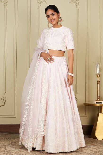 Buy Sheetal Batra Pink Pure Raw Silk Myra Embroidered Lehenga Set