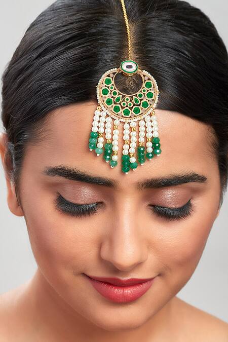 Buy Gold Plated Stone Kundan Embellished Maangtikka By Ahaanya Online