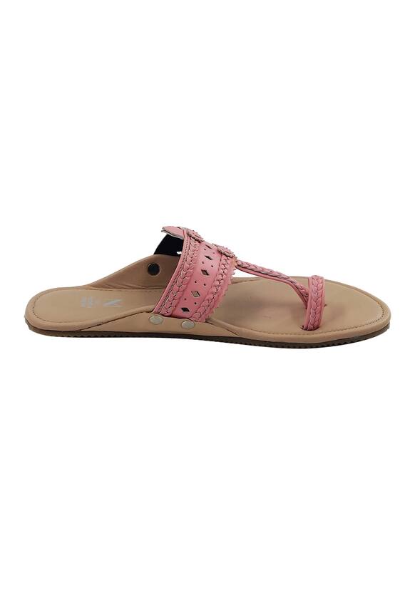 Buy The Madras Trunk Pink Leather Cutwork Kolhapuri Flats Online Aza