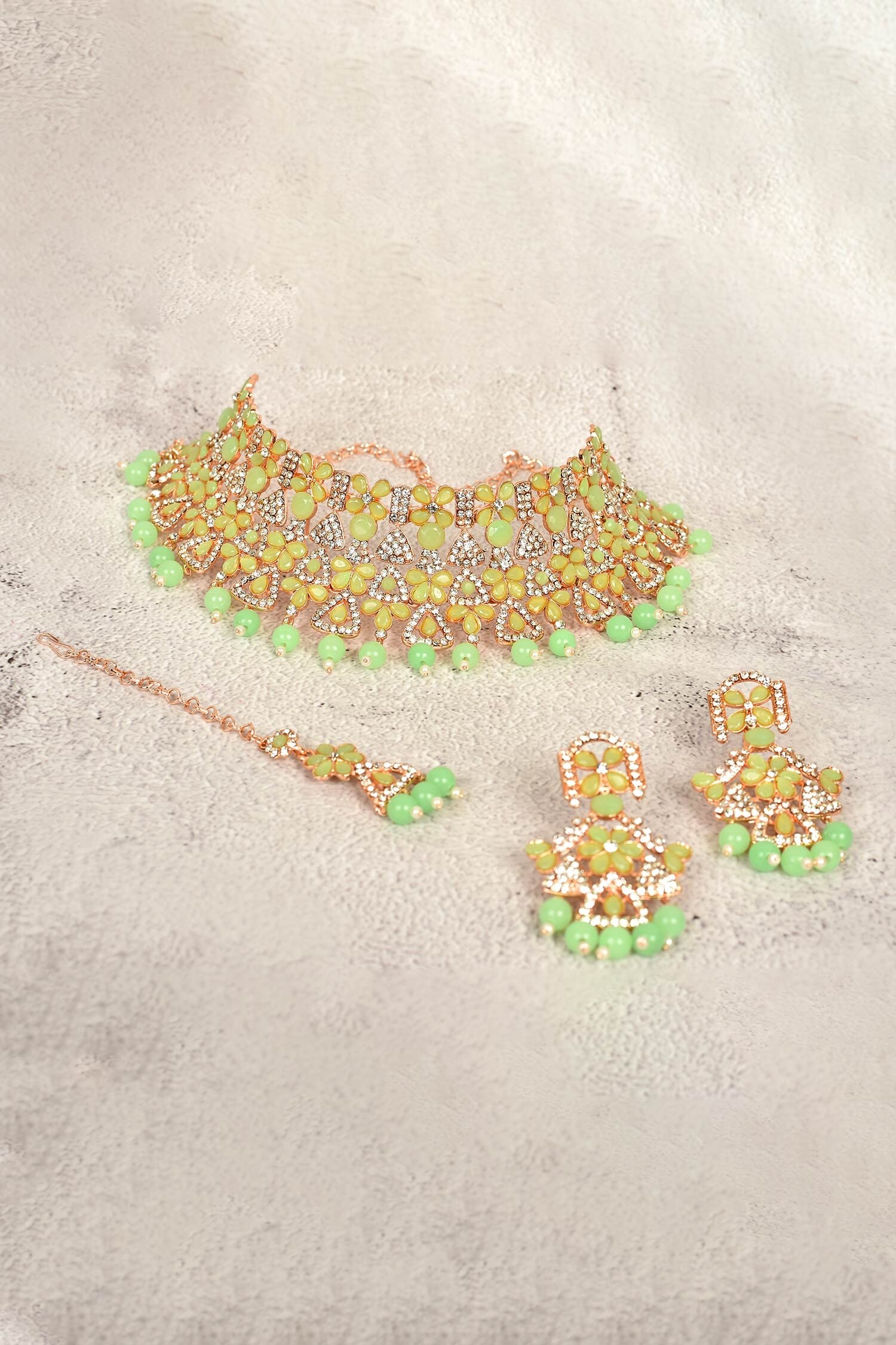 Buy Nayaab By Aleezeh Geometric Stone Studded Choker Jewellery Set