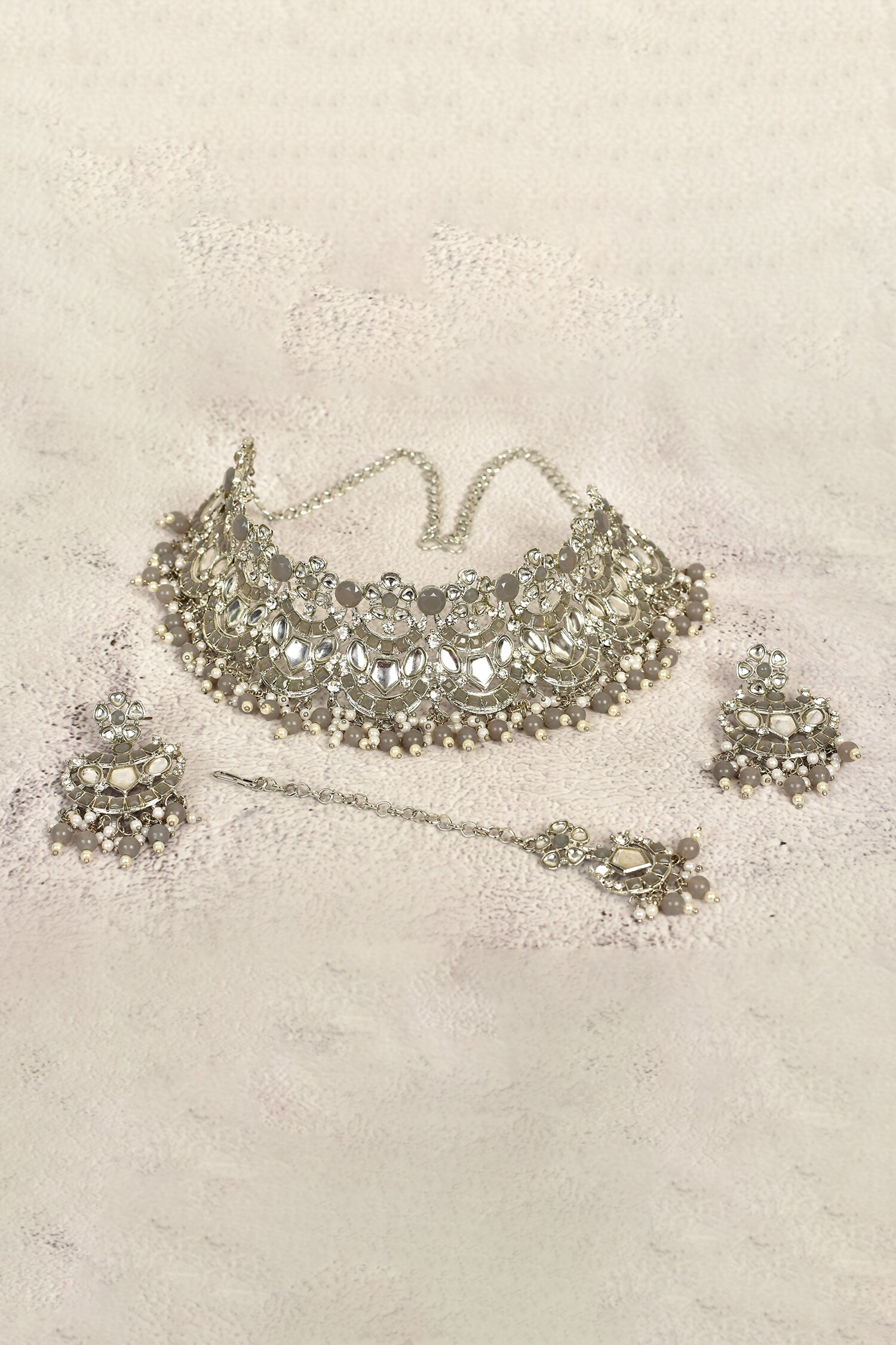 Buy Nayaab By Aleezeh Stone Studded Choker Jewellery Set Online Aza