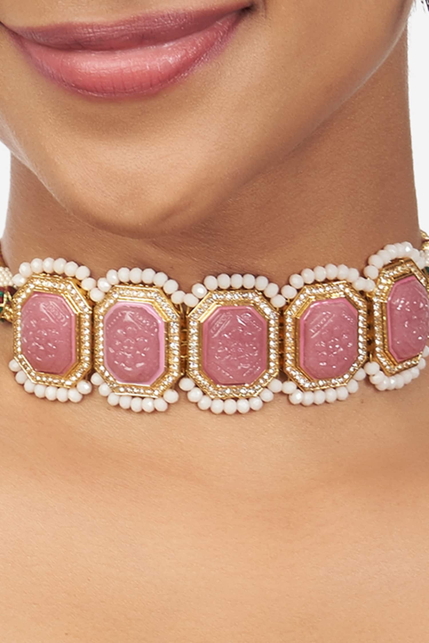 Buy Joules By Radhika Carved Stone Choker Necklace Online Aza Fashions