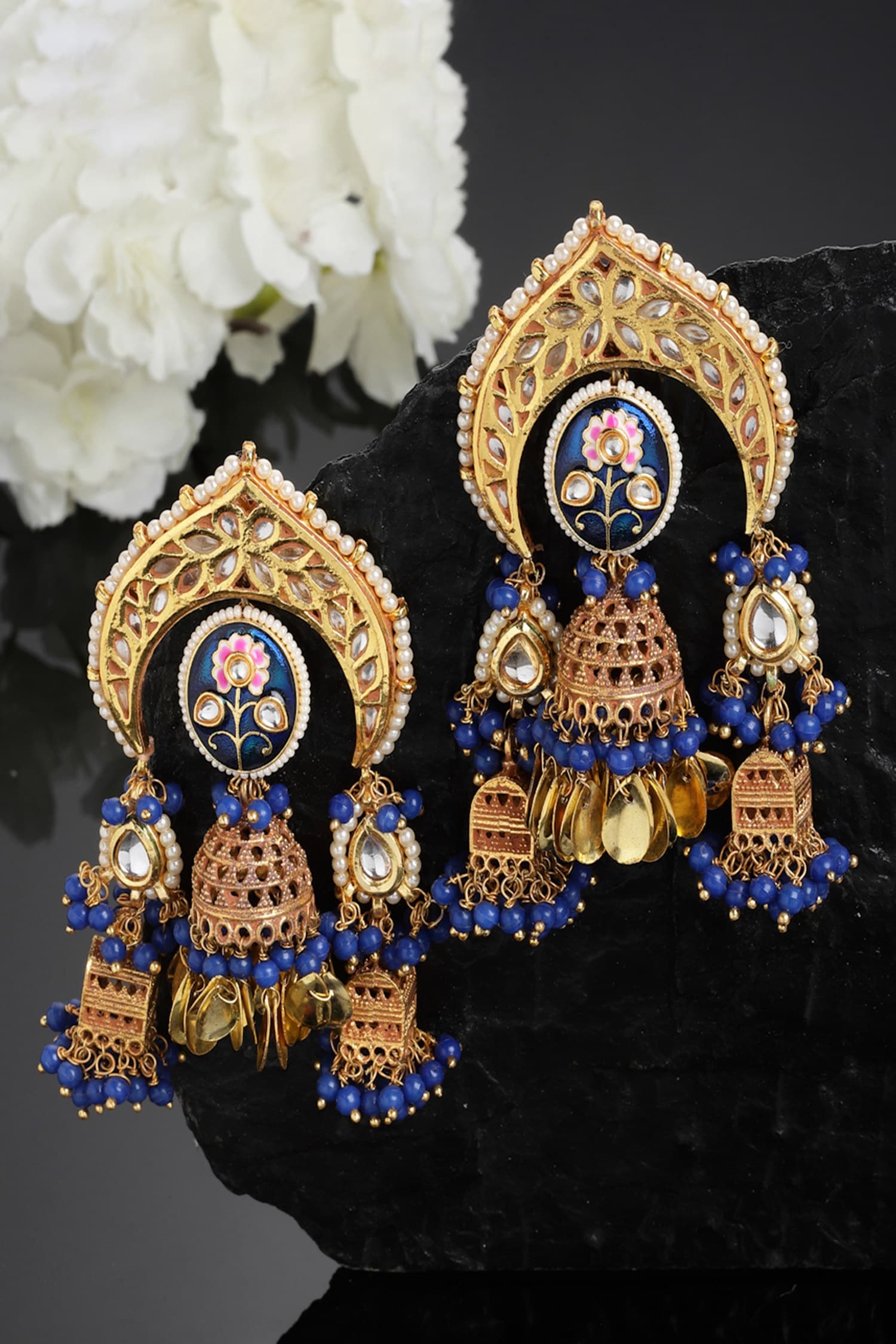 Buy Blue Kundan Embellished Multi Jhumkas By Dugran By Dugristyle