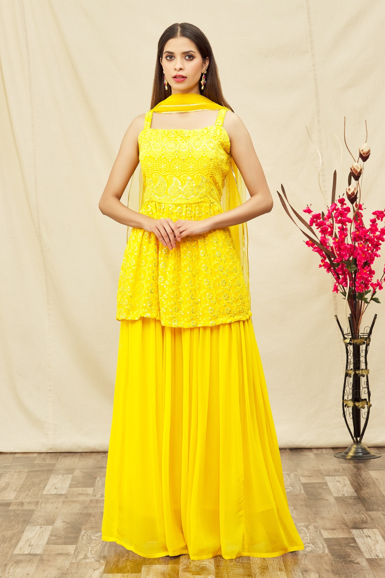 Buy Khwaab By Sanjana Lakhani Yellow Embroidered Chikankari Kurta