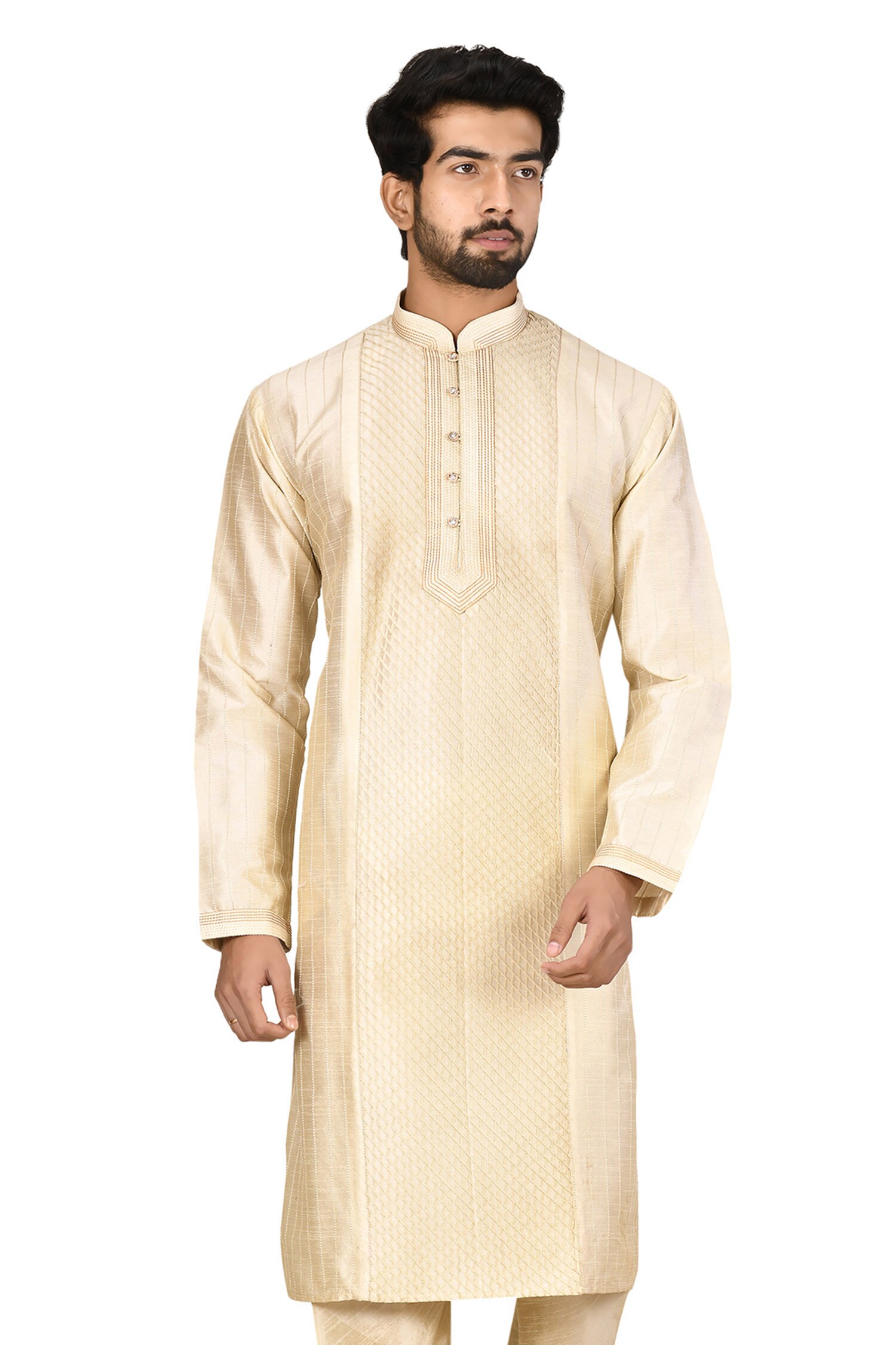 Buy White Silk Embroidered Kurta Set For Men By Aryavir Malhotra Online