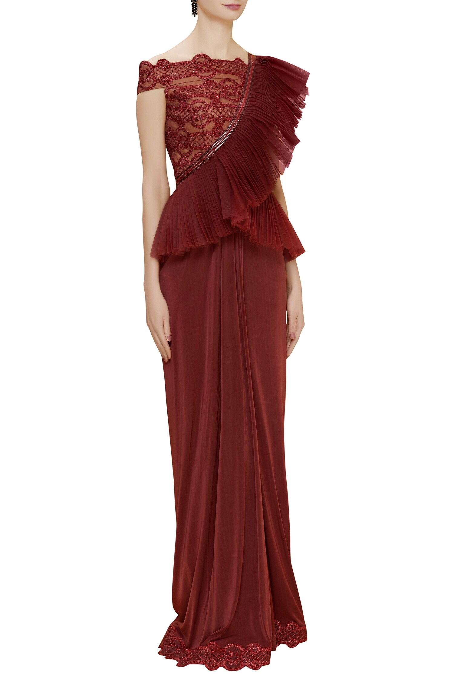 Buy Reeti Arneja Red Embellished Peplum Gown Online Aza Fashions