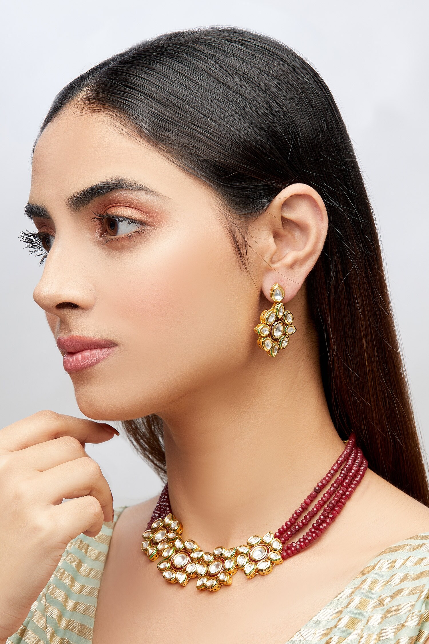 Buy Khwaab By Sanjana Lakhani Kundan Studded Necklace Jewellery Set