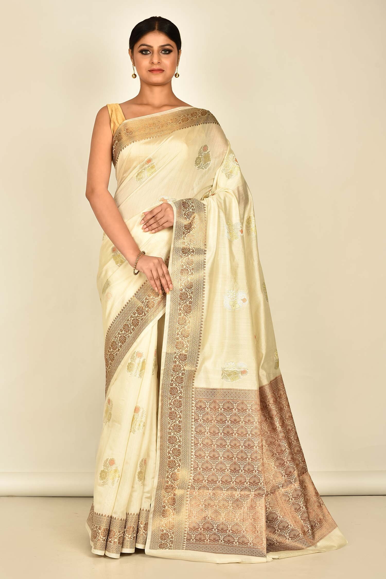 Buy Naintara Bajaj White Silk Floral Woven Saree Online Aza Fashions