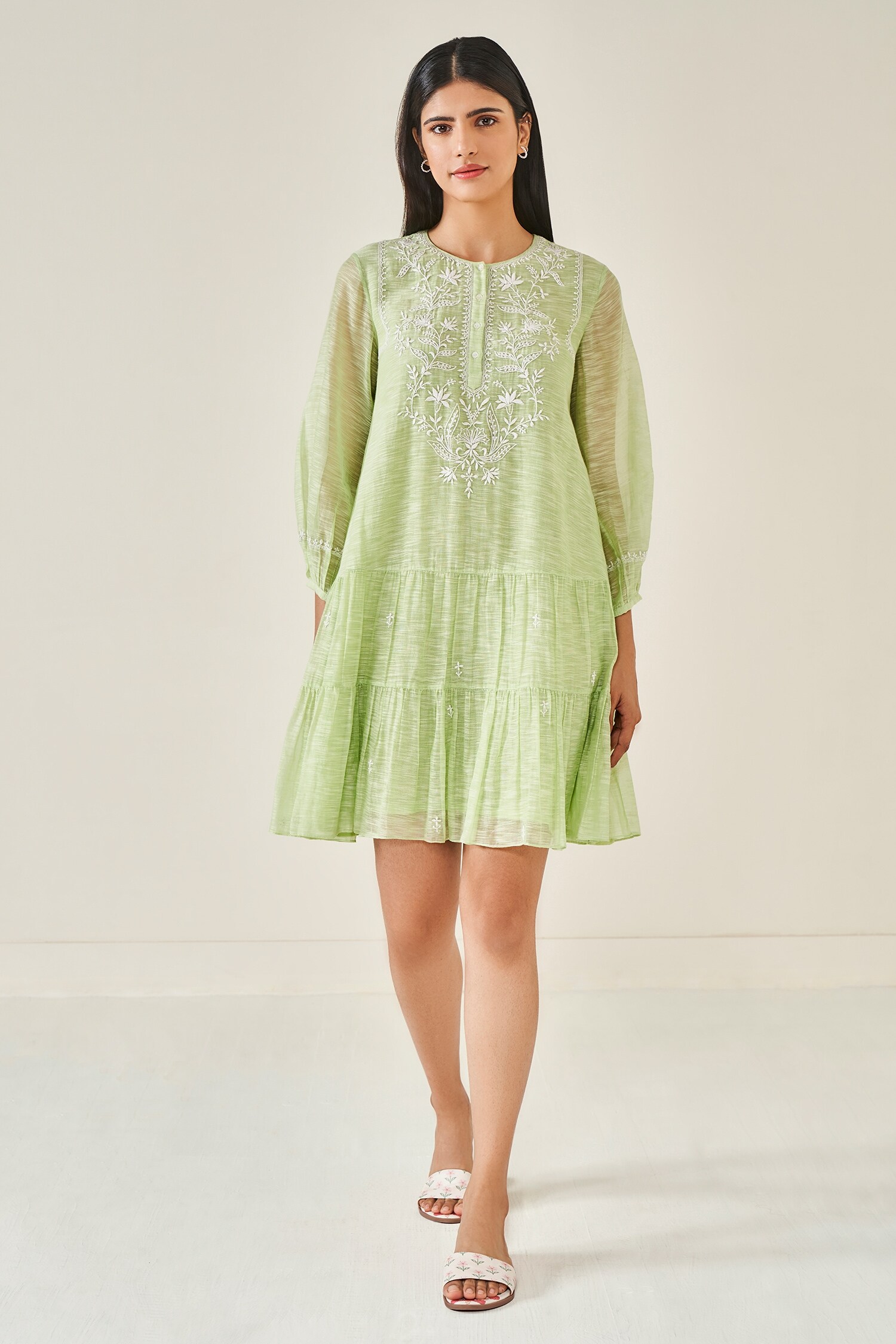 Buy Anita Dongre Clover Chikankari Embroidered Dress Online Aza Fashions