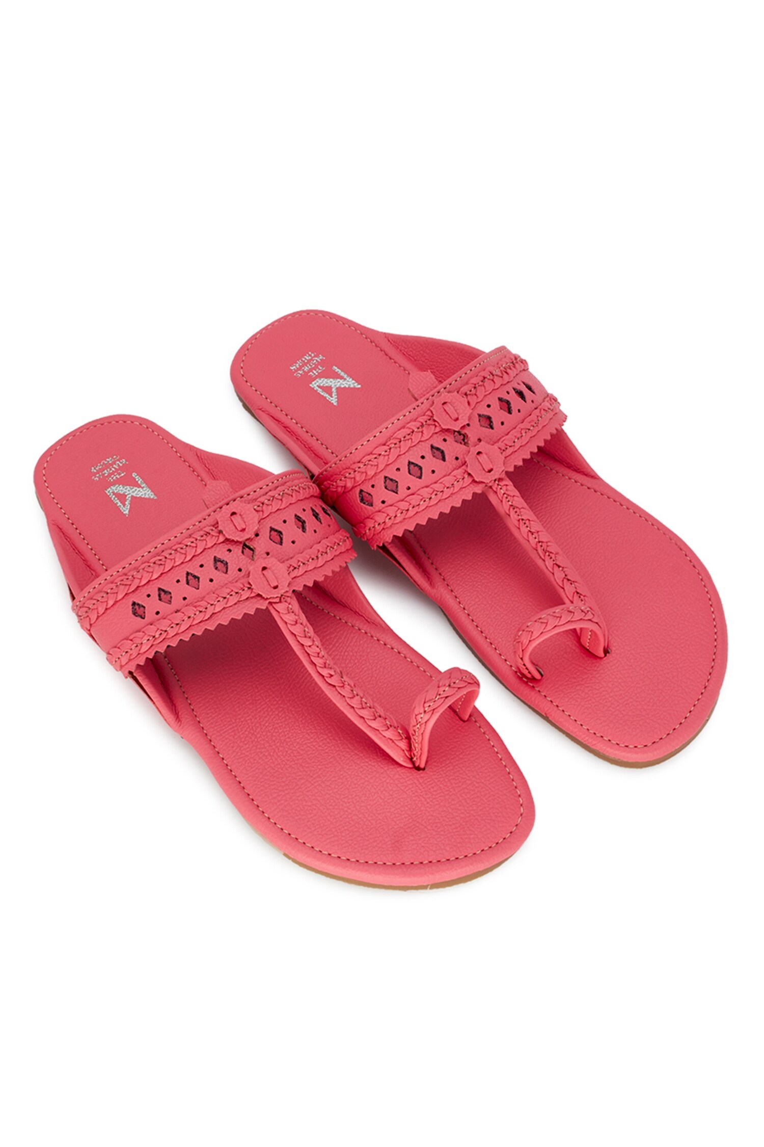 Buy Pink Braided Kolhapuri Flats By The Madras Trunk Online At Aza