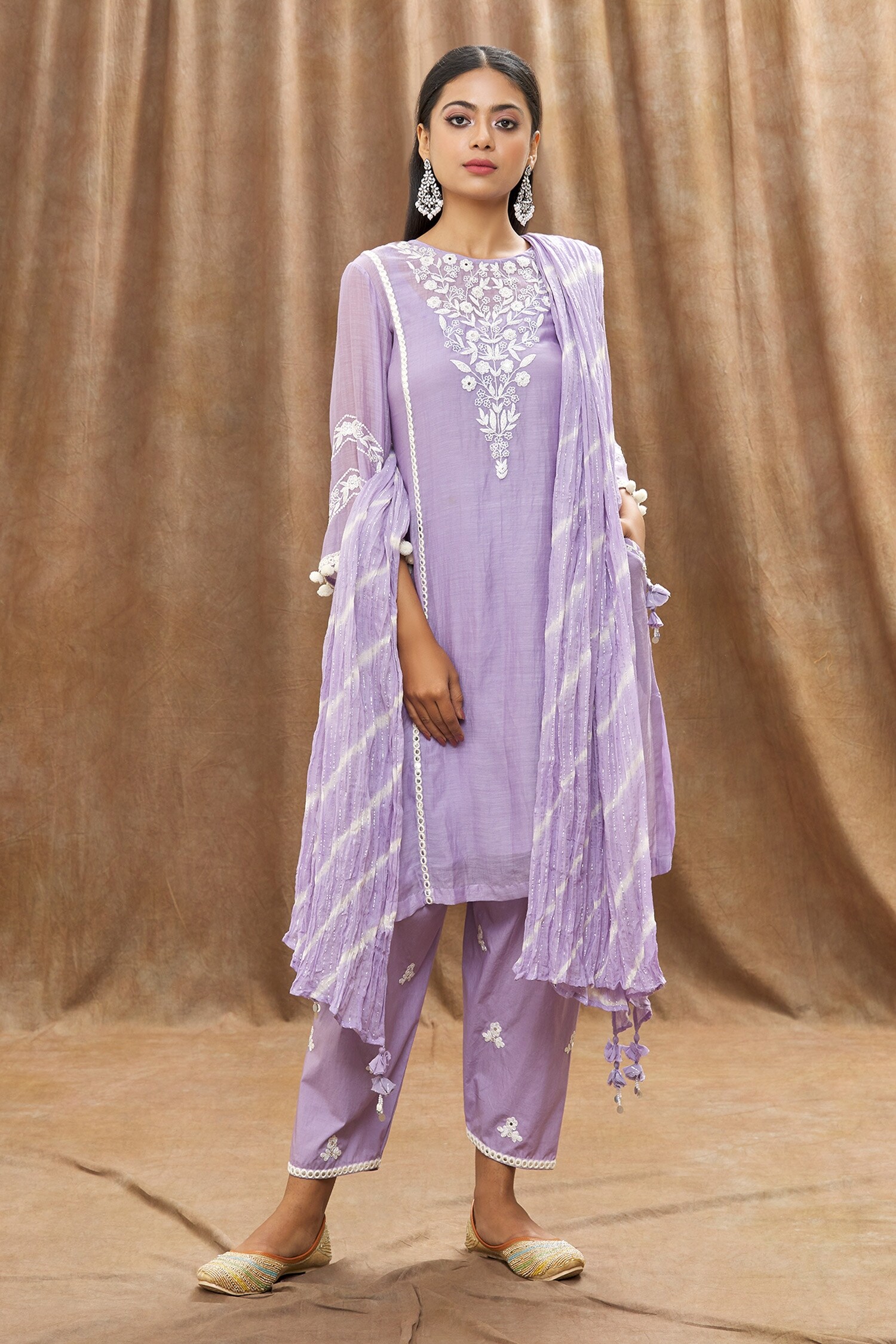 Buy Jyoti Bansal Purple Mulmul Chanderi Kurta Salwar Set Online Aza