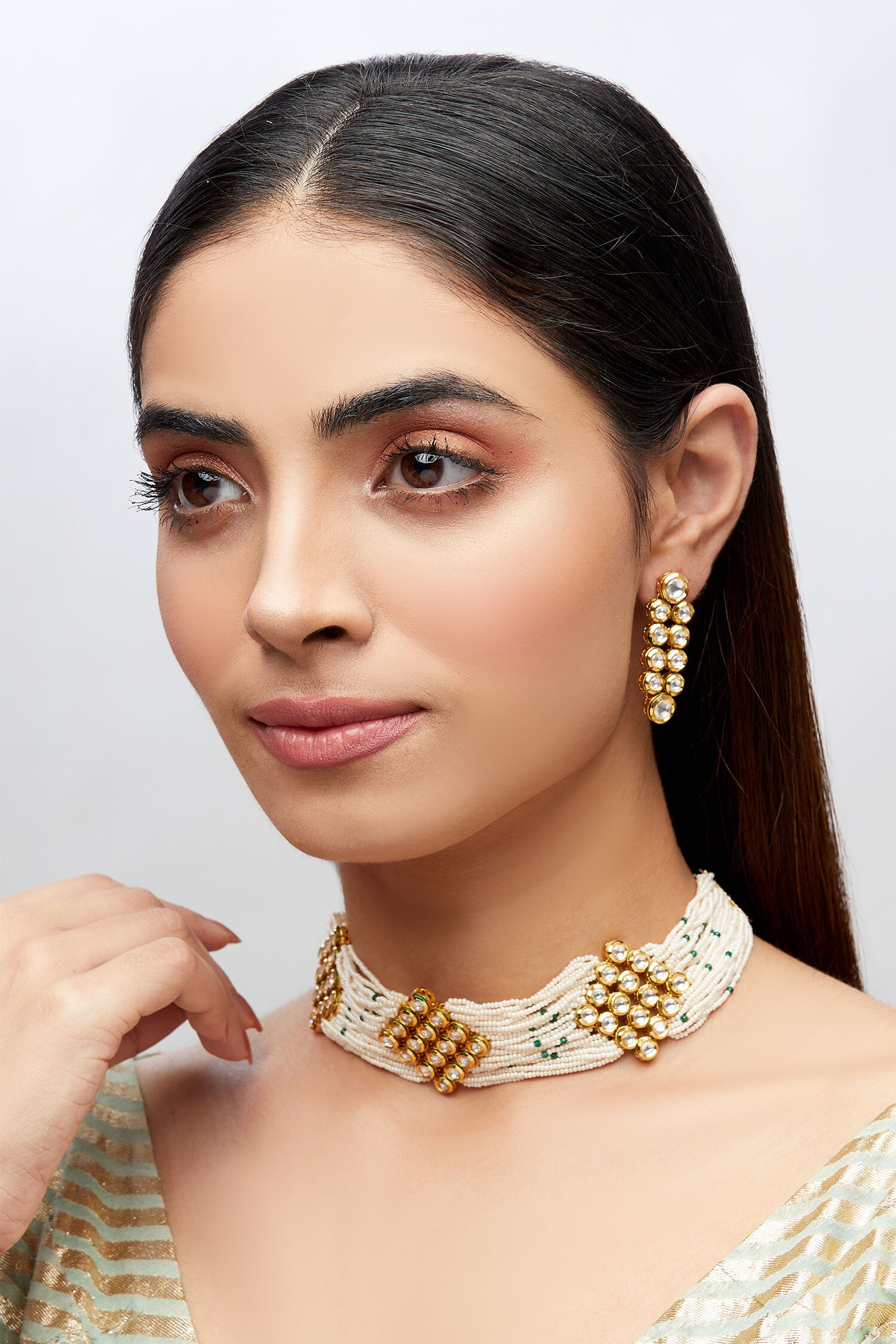 Buy Gold Plated Kundan Multi Layered Choker Set By Khwaab By Sanjana