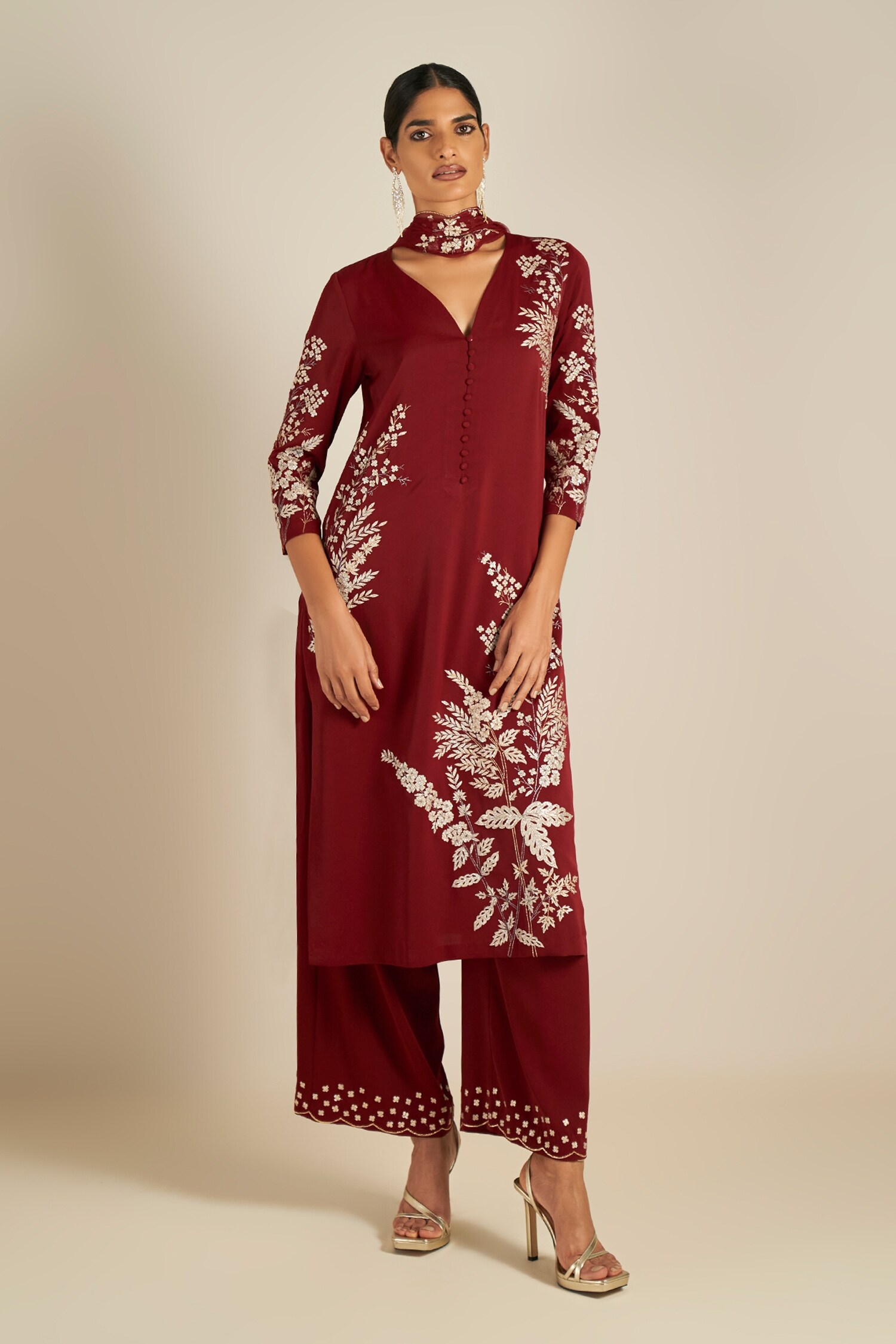 Buy Ranna Gill Purple Crepe Embroidered Kurta Set Online Aza Fashions