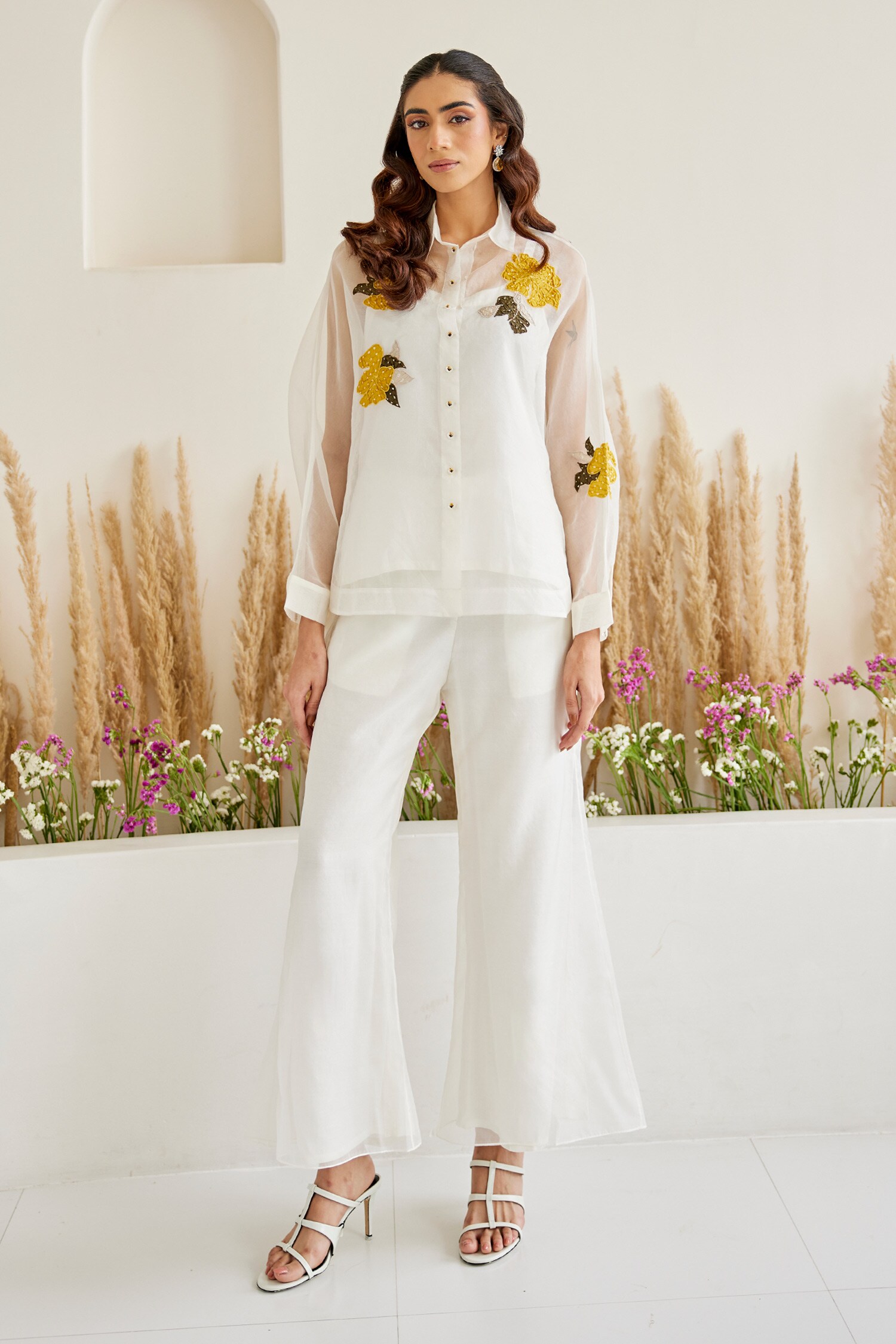 トップス E.G. 20AW 19th BD Shirts Floral Damask-S Buy Orange Linen Embroidery Floral Placement Shirt For Men