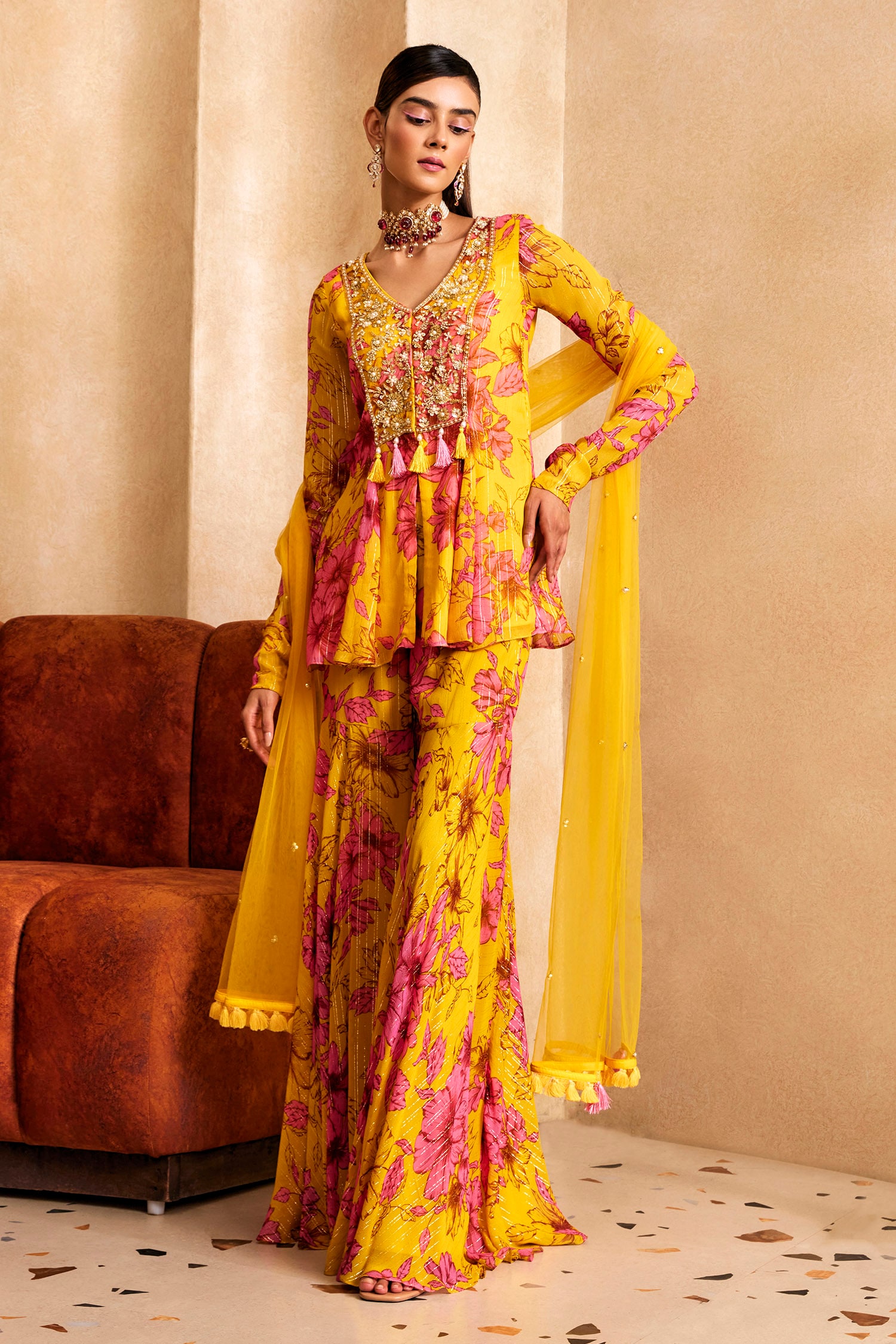 3個セット　Refre style リフレスタイル シキパット イエロー　花柄 3個セット Refre style リフレスタイル シキパット イエロー 花柄