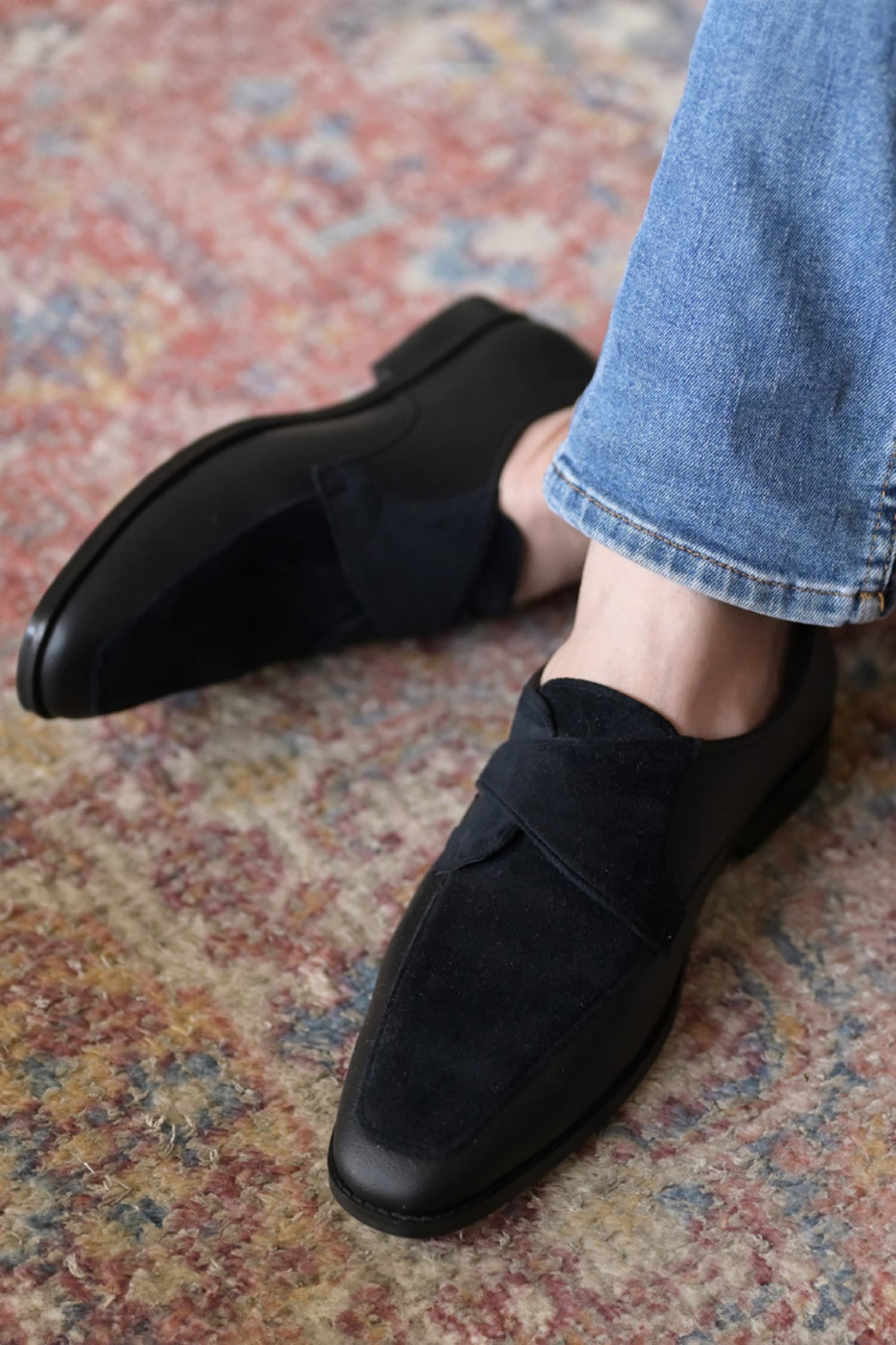 Buy Black Noah Criss Cross Strap Loafers For Men by Coral Haze