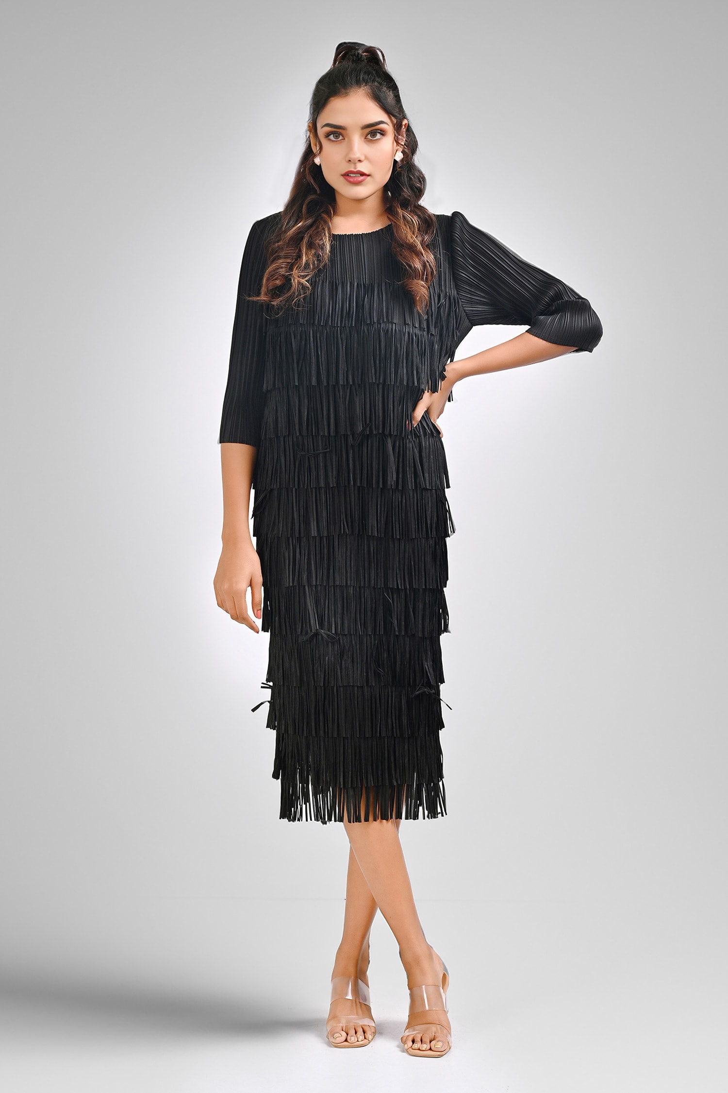 ACKA. lame fringe puff dress サイズ2 lame fringe puff dress – Acka online store