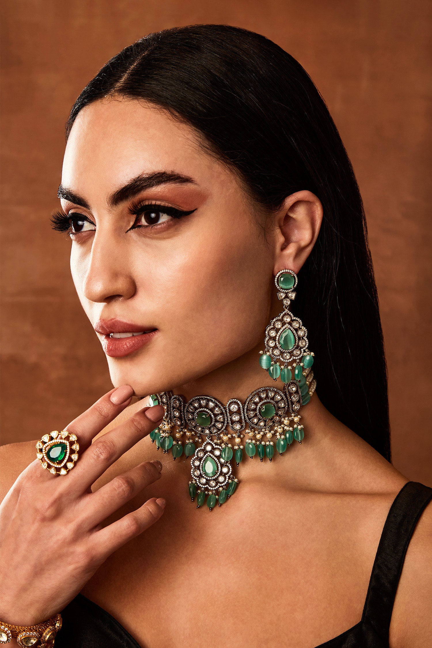 Buy Gold Plated Diamonds, Crystals Sehra Victorian Moissanite