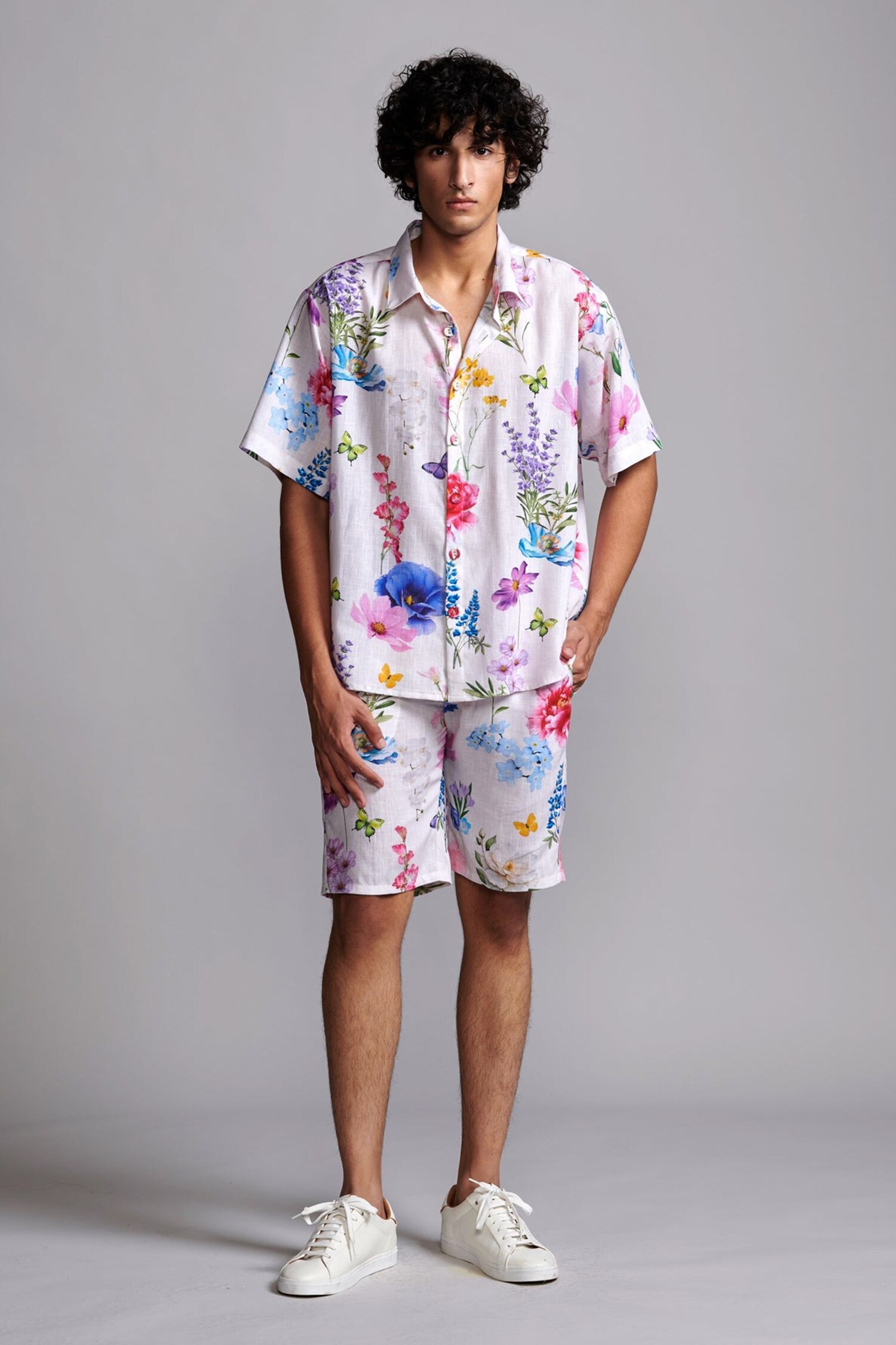 Buy Multi Color Floral Printed Shirt And Shorts Set For Men by