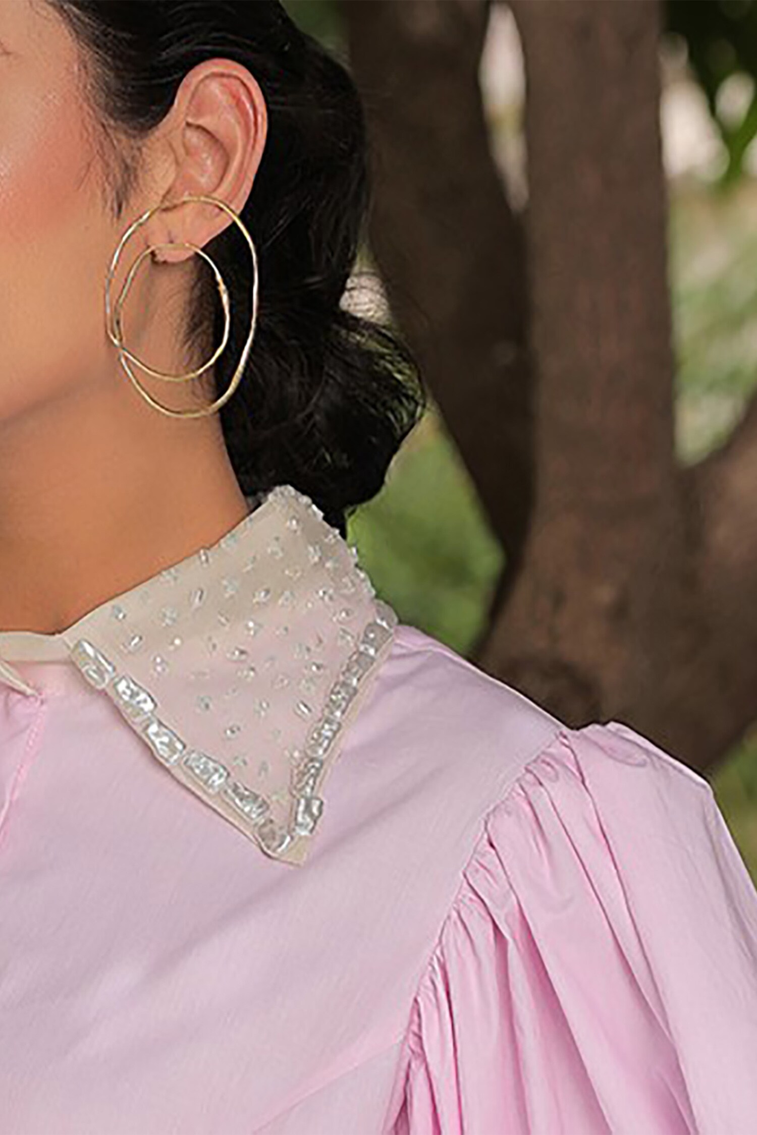 Herlipto Galerie Pearl Collar dress M Meher By Islie Pink