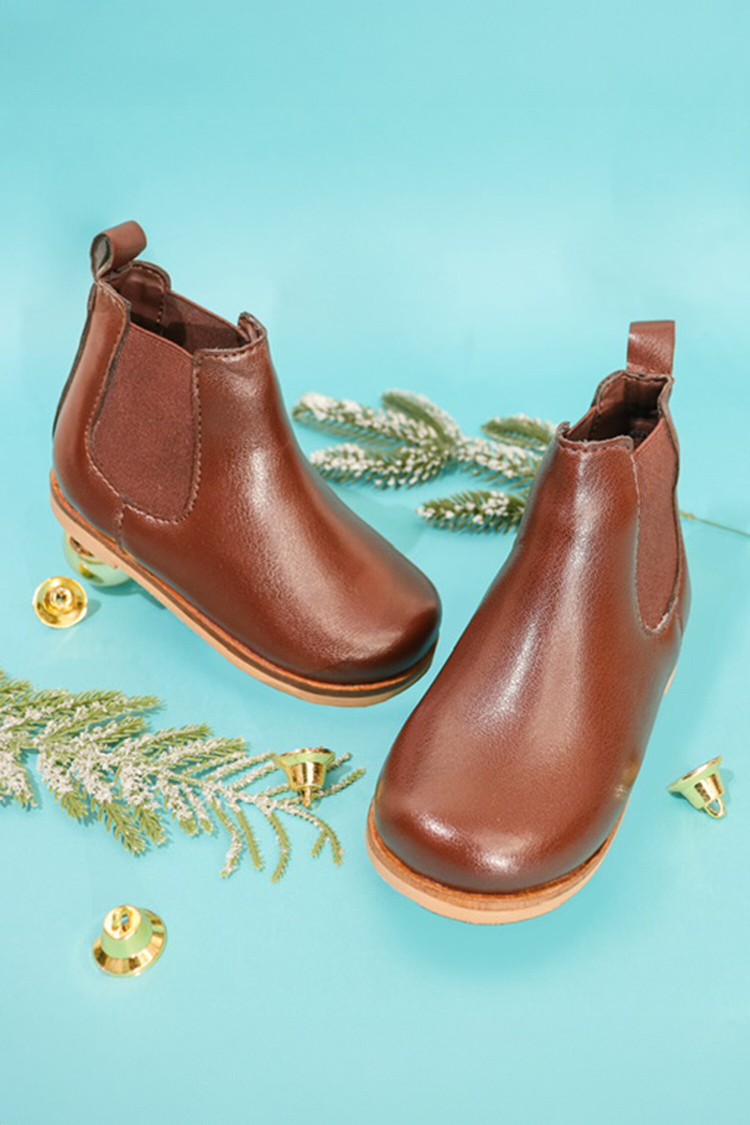Hello JR Brown Plain Chelsea Leatherette Boots