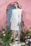 Buy_Vidhi Wadhwani_White Twill Cotton Will Structured Dress_at_Aza_Fashions
