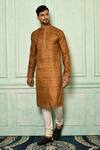Buy_Nazaakat by Samara Singh_Brown Jacquard Woven Straight Kurta Set_at_Aza_Fashions