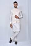 Buy_Adara Khan_Peach Printed Bundi And Kurta Set_at_Aza_Fashions