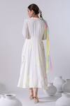 Shop_Kacha Tanka_Ivory Cotton Voile Thread Embroidered Overlap Dress_at_Aza_Fashions