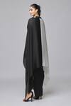 Shop_Amit Aggarwal_Black Chiffon Colorblock Cape With Inner_at_Aza_Fashions