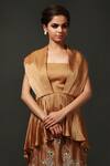 Shop_Nidzign Couture_Brown Layered Asymmetric Kurta And Pant Set_at_Aza_Fashions