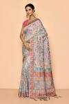 Buy_Naintara Bajaj_Blue Cotton Woven Saree_at_Aza_Fashions