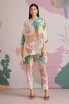 Buy_Pankaj & Nidhi_Green Crepe Malt Embellised Top And Pant Set_at_Aza_Fashions