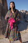 Buy_Twinkle Hanspal_Multi Color Handloom Chanderi Polka Printed Shirt And Skirt Set_at_Aza_Fashions