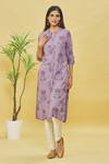 Buy_Samyukta Singhania_Purple Rayon Floral Print Kurta_at_Aza_Fashions