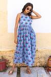 Buy_Gulabo Jaipur_Blue Cotton Coco Floral Print Sleeveless Dress_at_Aza_Fashions