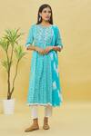 Buy_Samyukta Singhania_Blue Rayon Bandhani Print Anarkali Set_at_Aza_Fashions