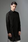 Buy_Arihant Rai Sinha_Black Cotton D-long Panelled Shirt_at_Aza_Fashions